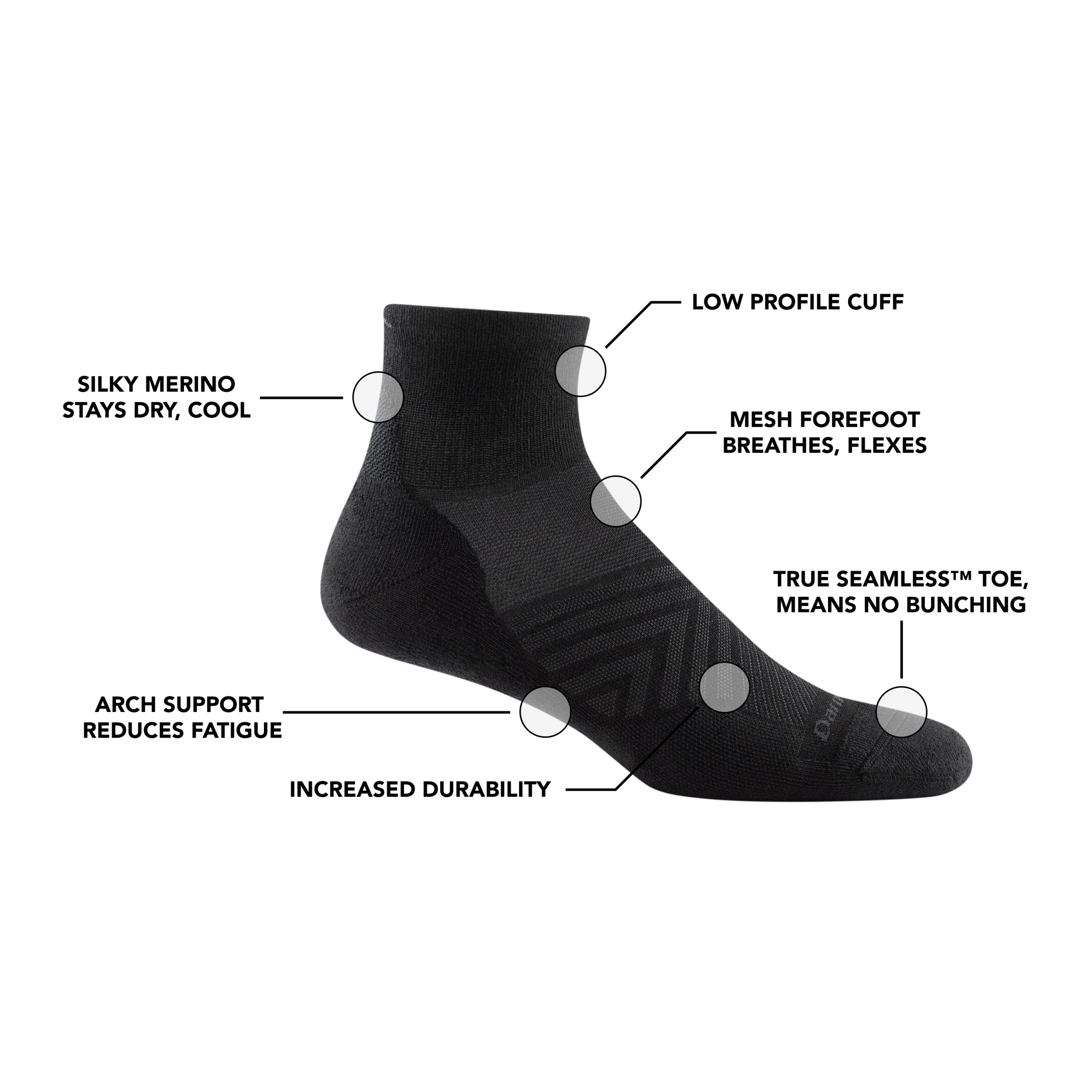 Men's Run Quarter Cushioned Ultra-Lightweight Running Socks