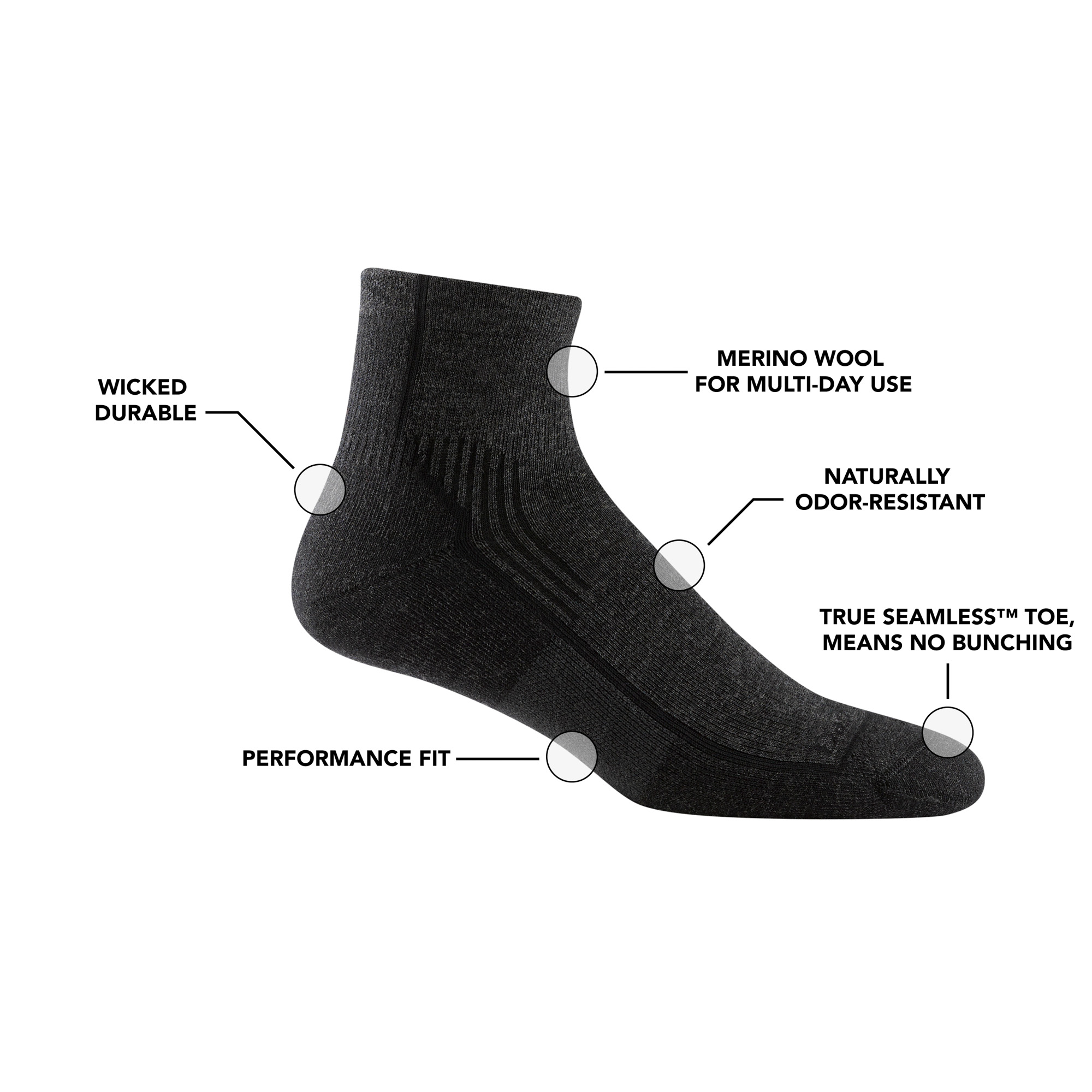 Men's Hiker Quarter Midweight Hiking Socks